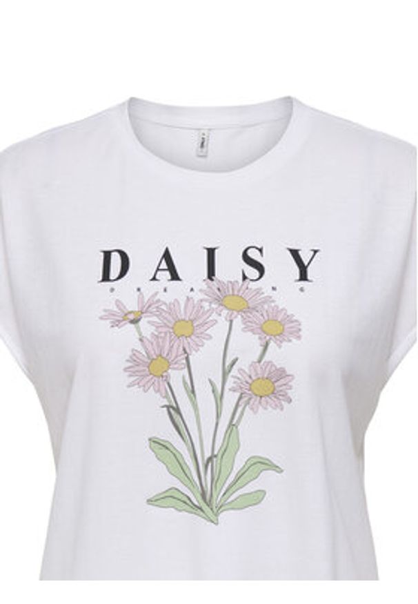 only - ONLY T-Shirt Jany 15372108 Biały Regular Fit. Kolor: biały. Materiał: syntetyk