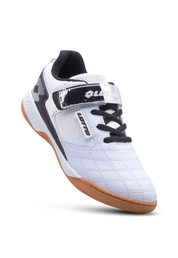 Buty treningowe dziecięce LOTTO FLITTER halowe, futsal. Kolor: biały. Sport: turystyka piesza