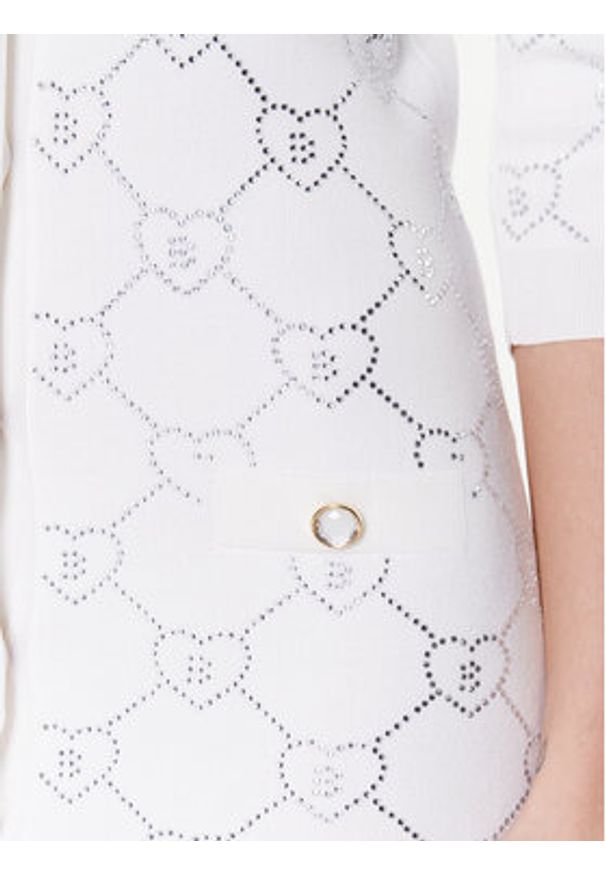 Blugirl Blumarine Sukienka dzianinowa RA3105-MA18F Biały Slim Fit. Kolor: biały. Materiał: wiskoza, dzianina