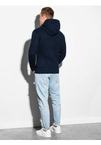 Ombre Clothing - Sweter męski E181 - granatowy - M. Kolor: niebieski. Materiał: akryl #5