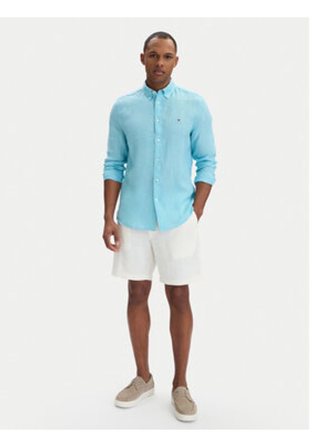 TOMMY HILFIGER - Tommy Hilfiger Koszula MW0MW41530 Niebieski Regular Fit. Kolor: niebieski. Materiał: len