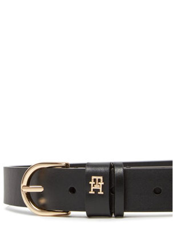 TOMMY HILFIGER - Tommy Hilfiger Pasek Damski Essential Effortless 2.5 Go AW0AW16836 Czarny. Kolor: czarny. Materiał: skóra