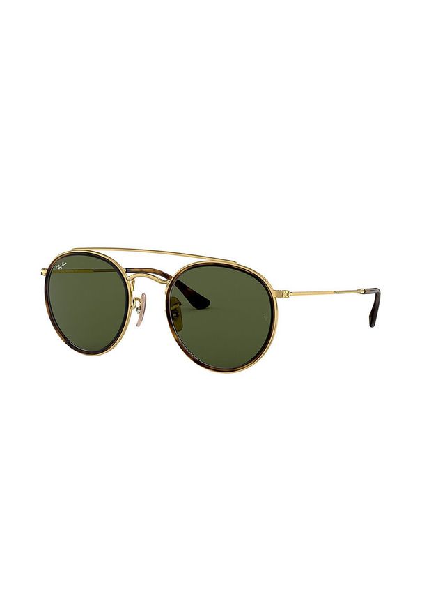 Ray-Ban - Okulary Round Double Bridge. Kształt: owalne. Kolor: czarny. Materiał: syntetyk, materiał. Wzór: gładki