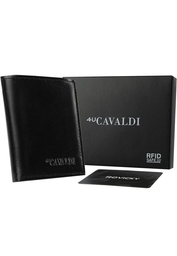 4U CAVALDI - Portfel skórzany Cavaldi czarny 0800-BS-RFID BLACK. Kolor: czarny. Materiał: skóra