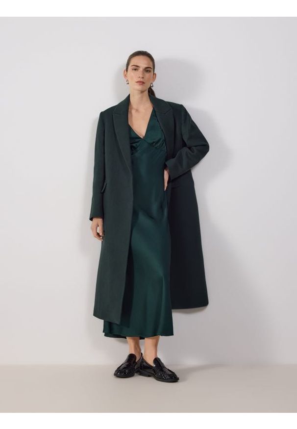 Reserved - Sukienka maxi - ciemnozielony. Kolor: zielony. Materiał: tkanina. Długość: maxi