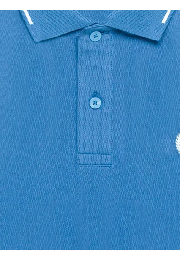Big-Star - Koszulka męska polo niebieska Polian 401. Typ kołnierza: polo. Kolor: niebieski. Materiał: dzianina, bawełna. Wzór: haft, paski, ze splotem. Styl: sportowy