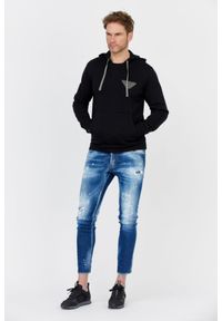 Emporio Armani - EMPORIO ARMANI Czarna bluza męska z kapturem i szarym logo, Rozmiar XL. Typ kołnierza: kaptur. Kolor: czarny. Materiał: prążkowany #5