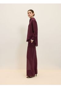 Reserved - Transparentne spodnie - burgundowy. Kolor: czerwony. Materiał: tkanina, wiskoza #1