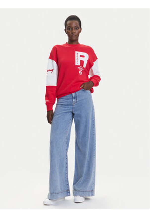 Pepe Jeans Bluza Red Bull Racing Panel Team RL580010 Czerwony Relaxed Fit. Kolor: czerwony. Materiał: bawełna