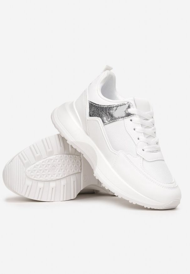 Renee - Białe Sznurowane Sneakersy z Dekoracyjnymi Wstawkami Ialul. Kolor: biały. Sport: turystyka piesza