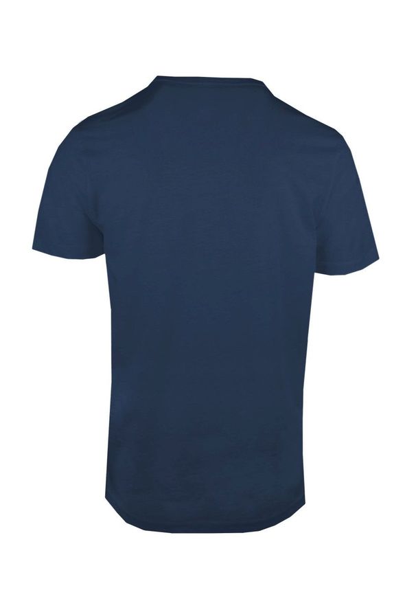 T-Shirt z Dekoltem na Guziki -Pako Jeans- Lekko Melanżowa, Granatowa Tkanina. Okazja: na co dzień. Kolor: niebieski. Materiał: bawełna. Wzór: melanż. Styl: casual