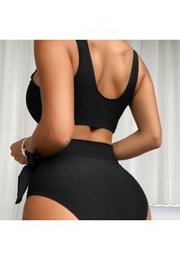 Intica - Strój kąpielowy dwuczęściowy z wiązaniem i wysokim stanem na plażę Ibala. Stan: podwyższony. Kolor: zielony #3