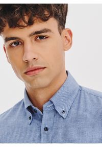 Pako Lorente - PAKO LORENTE – Granatowa koszula w pepitkę. Kolor: niebieski. Materiał: bawełna. Długość rękawa: długi rękaw. Długość: długie #6