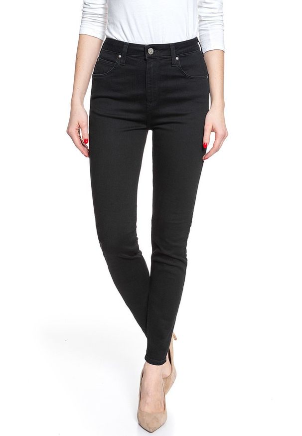 Lee - SPODNIE LEE DAMSKIE SCARLETT SUPER HIGH BLACK RINSE L30LEO47 112106486