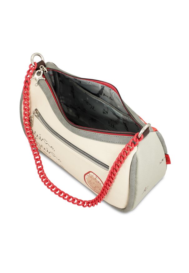 Czerwono-Szara Torebka Damska Anekke Edycja Limitowana. Kolor: czerwony. Wzór: nadruk, kolorowy. Styl: casual. Rodzaj torebki: na ramię