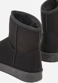 Renee - Czarne Śniegowce z Przeszyciami po Bokach Retena. Kolor: czarny. Materiał: jeans #7