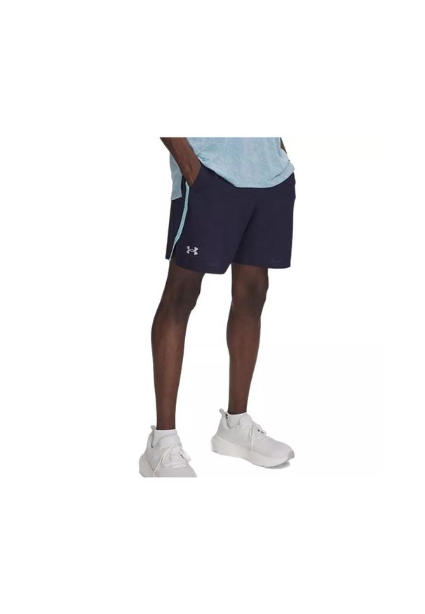 Szorty Under Armour Launch. Kolor: niebieski. Materiał: materiał. Sport: bieganie