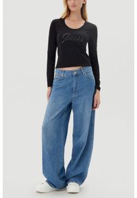 Guess - GUESS Czarny damski longsleeve Embro Script, Rozmiar M. Kolor: czarny. Długość rękawa: długi rękaw #4