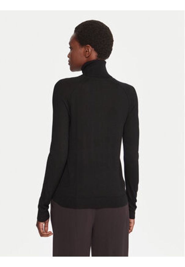 BOSS Golf Frizani 50548298 Czarny Slim Fit. Typ kołnierza: golf. Kolor: czarny. Materiał: wełna