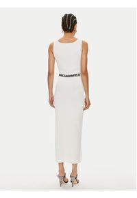 Karl Lagerfeld - KARL LAGERFELD Sukienka letnia 245W1332 Biały Slim Fit. Typ kołnierza: dekolt w karo. Kolor: biały. Materiał: wiskoza, syntetyk. Sezon: lato #5