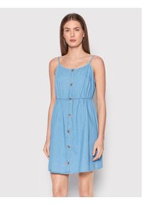 Vero Moda Sukienka letnia Flicka 10244708 Niebieski Regular Fit. Kolor: niebieski. Materiał: bawełna. Sezon: lato #1