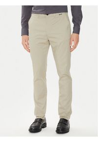 Calvin Klein Chinosy Modern Twill K10K113696 Beżowy Slim Fit. Kolor: beżowy. Materiał: bawełna