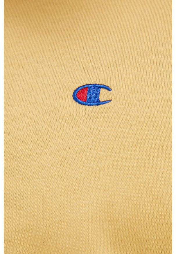 Champion - T-shirt bawełniany. Okazja: na co dzień. Kolor: żółty. Materiał: bawełna. Wzór: gładki, aplikacja. Styl: casual