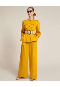 Luisa Spagnoli - LUISA SPAGNOLI - Żółte spodnie typu palazzo Annuale. Stan: podwyższony. Kolor: żółty. Materiał: bawełna. Styl: elegancki #2