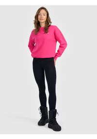 4f - 4F Bluza dresowa nierozpinana bez kaptura damska - różowa L. Okazja: do domu, na co dzień. Typ kołnierza: bez kaptura. Kolor: różowy. Materiał: dresówka. Styl: klasyczny, casual #2