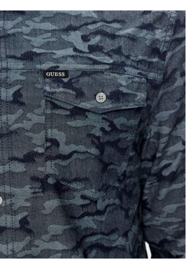 Guess Koszula Collins M4YH80 WGF50 Granatowy Regular Fit. Kolor: niebieski. Materiał: bawełna