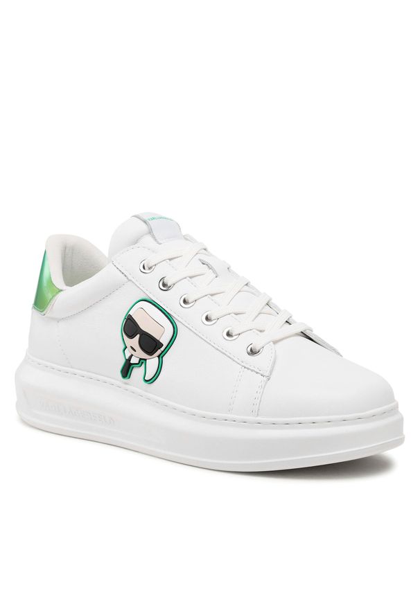 Karl Lagerfeld - Sneakersy KARL LAGERFELD KL52530G White Lthr w/Green. Kolor: biały. Materiał: skóra