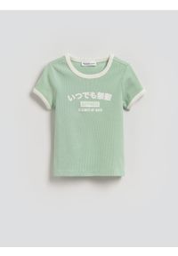 Reserved - T-shirt z nadrukiem - jasnoniebieski. Kolor: niebieski. Materiał: bawełna. Wzór: nadruk #1