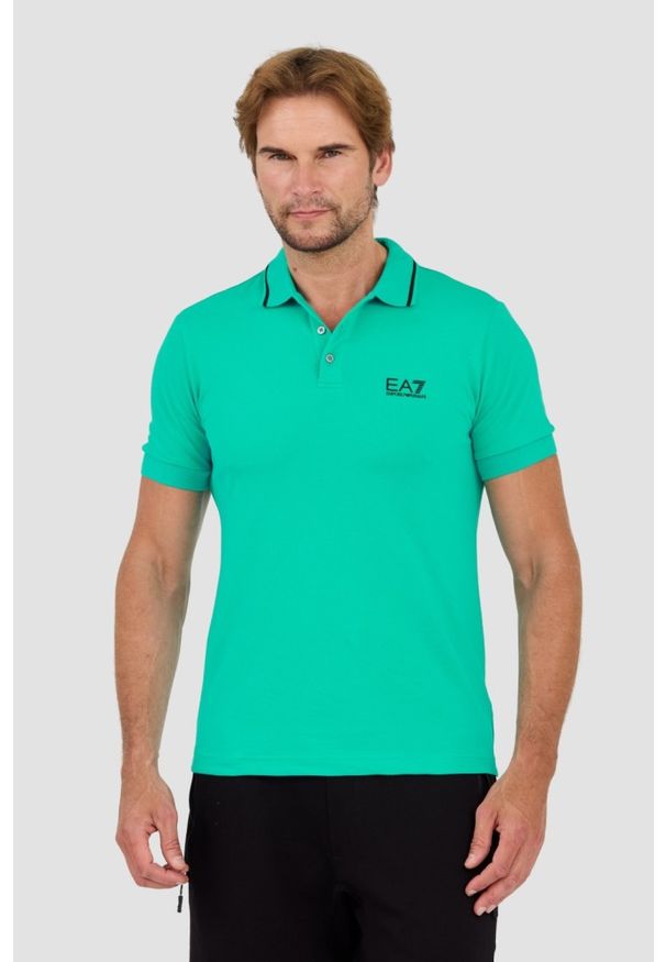 EA7 Emporio Armani - EA7 Zielona męska koszulka polo, Rozmiar L. Typ kołnierza: polo. Kolor: zielony