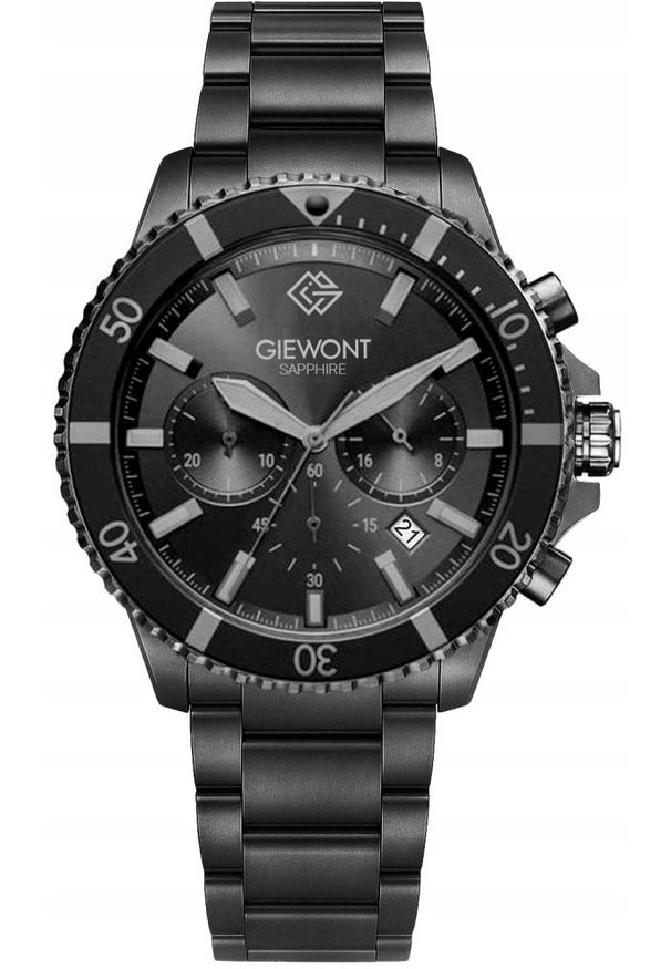 Zegarek Giewont Zegarek Męski Chronograph Sapphire Czarno Tytanowy GW3970-B1. Kolor: czarny