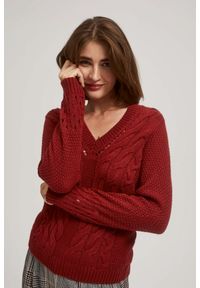 MOODO - Sweter z ażurowymi rękawami. Materiał: akryl. Wzór: ażurowy