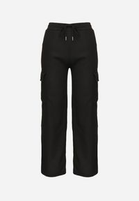 Born2be - Czarne Ocieplane Spodnie Dresowe z Wysokim Stanem o Szerokim Kroju Cargo Sevinia. Okazja: na co dzień. Stan: podwyższony. Kolor: czarny. Materiał: dresówka. Styl: casual, elegancki #7