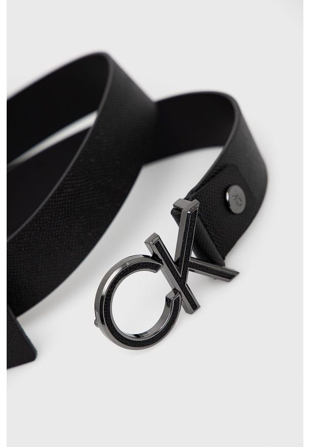 Calvin Klein Pasek skórzany męski kolor czarny. Kolor: czarny. Materiał: skóra
