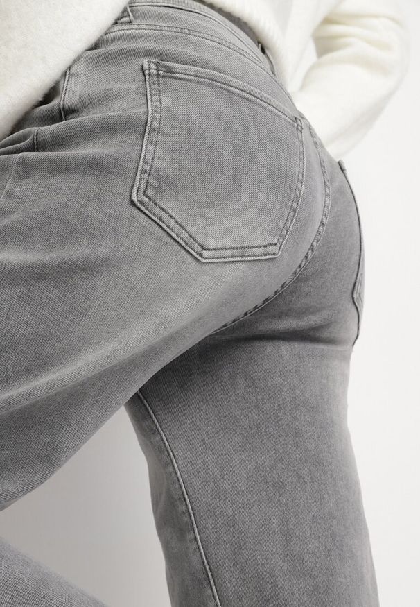 Born2be - Szare Jeansy Mom Fit z Wysokim Stanem Milapia. Okazja: na co dzień. Stan: podwyższony. Kolor: szary. Długość: długie. Styl: retro, elegancki, casual