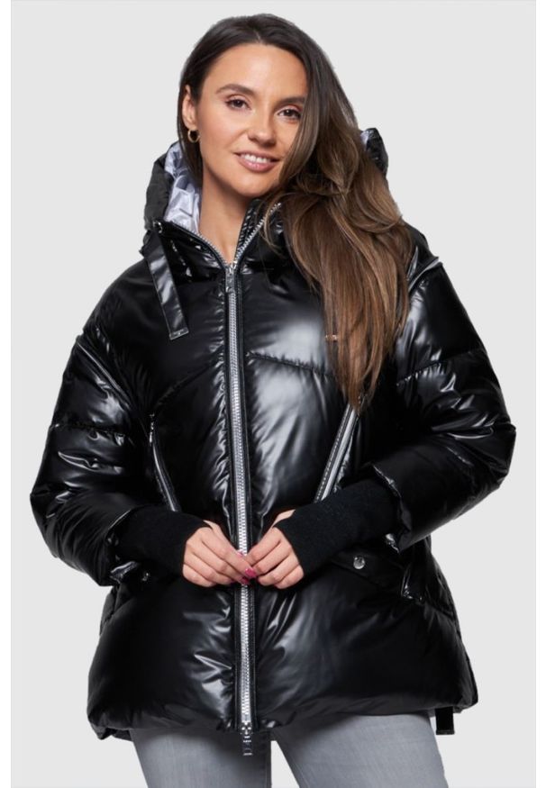 DIEGO M Czarna kurtka puchowa z odpinanymi rękawami, Rozmiar 34 EU - 38 IT. Kolor: czarny. Materiał: puch