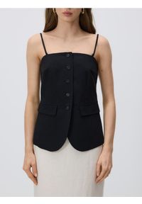 Reserved - Kamizelka z dodatkiem lnu - czarny. Kolor: czarny. Materiał: len #1