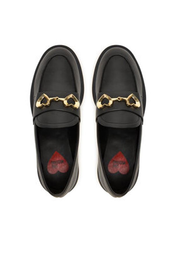 Love Moschino - LOVE MOSCHINO Loafersy JA10094G1NIA000038 Czarny. Kolor: czarny. Materiał: skóra