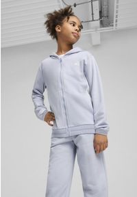 Puma - Młodzieżowy dres z kapturem i metalicznym wykończeniem PUMA Cool Weather Blue. Kolor: niebieski. Materiał: dresówka. Styl: młodzieżowy