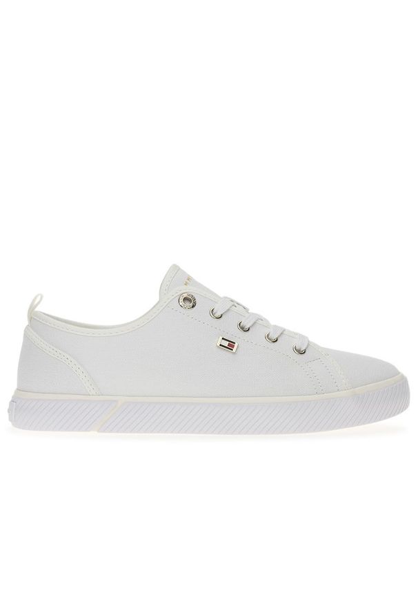 TOMMY HILFIGER - Buty Tommy Hilfiger Vulc Canvas FW0FW08063-YBS - białe. Okazja: na co dzień. Kolor: biały. Materiał: guma, tkanina, poliester, bawełna. Szerokość cholewki: normalna