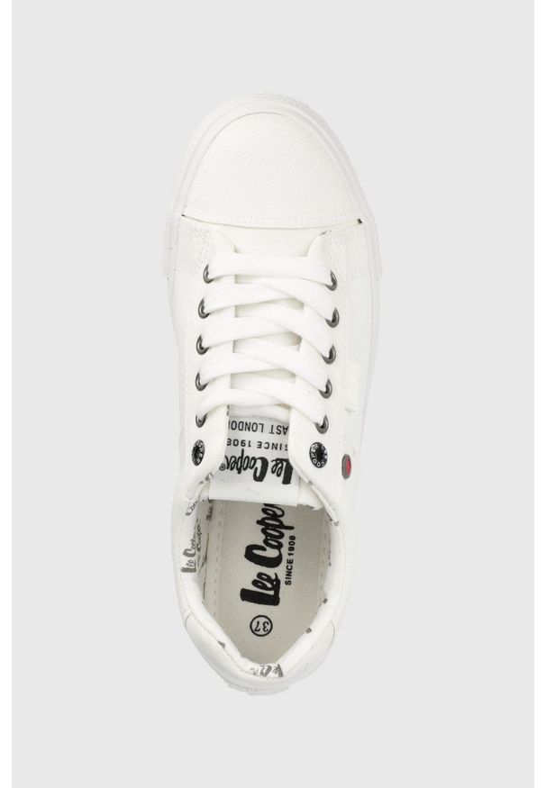 Lee Cooper tenisówki damskie kolor biały. Zapięcie: sznurówki. Kolor: biały. Materiał: guma