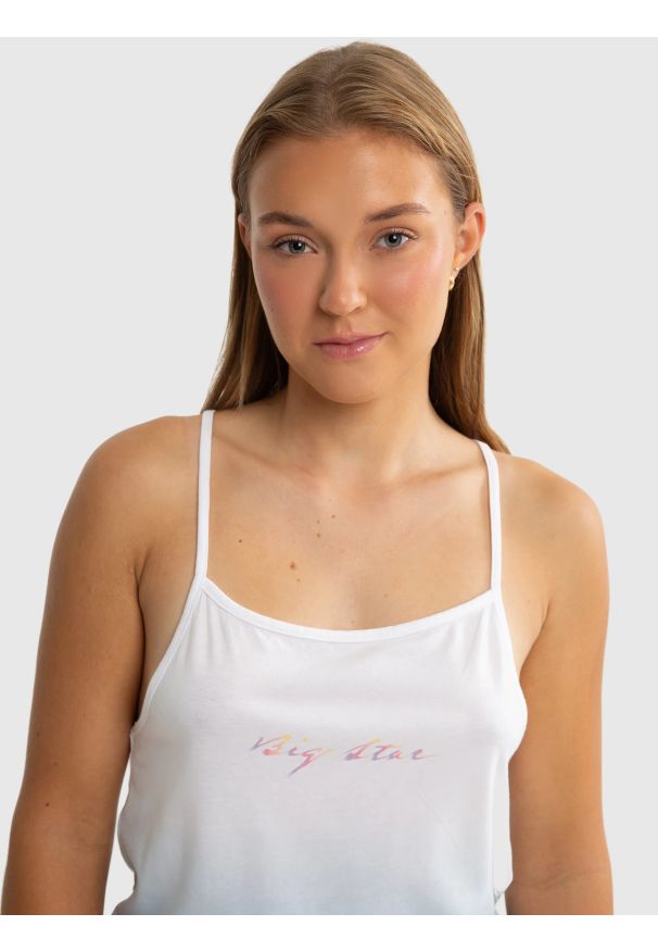 Big-Star - Top dziewczęcy z dzianiny bambusowej niebieski Rozalia 400. Kolor: niebieski. Materiał: dzianina. Wzór: gradientowy, nadruk, aplikacja, kolorowy. Styl: elegancki