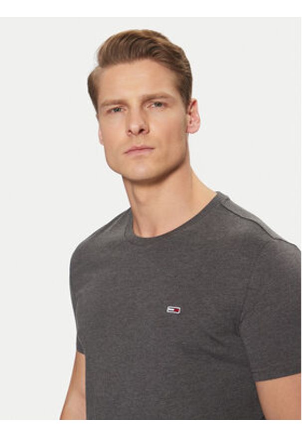 Tommy Jeans T-Shirt Jaspe DM0DM20363 Szary Slim Fit. Kolor: szary. Materiał: syntetyk