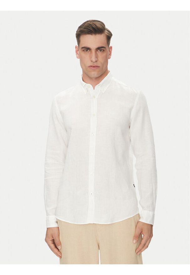 BOSS Koszula H-Roan-Bd-E-C1 50520283 Biały Slim Fit. Kolor: biały. Materiał: len