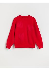 Reserved - Bluza w serca - czerwony. Kolor: czerwony. Materiał: bawełna