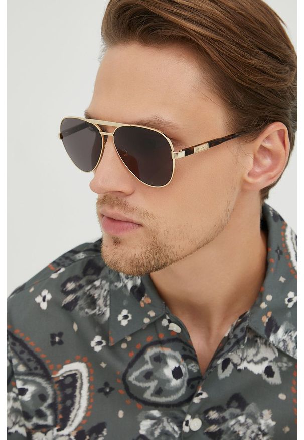 Gucci okulary przeciwsłoneczne męskie kolor złoty. Kolor: złoty