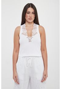 Twinset Milano - Top damski z koronką TWINSET. Materiał: koronka. Wzór: koronka #2